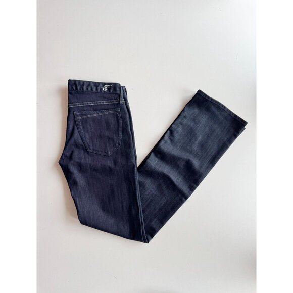 NWOT EARNEST SEWN Keaton One Rinse Dark Wash Low Rise Bootcut Jeans, Size 27 - Picture 1 of 16